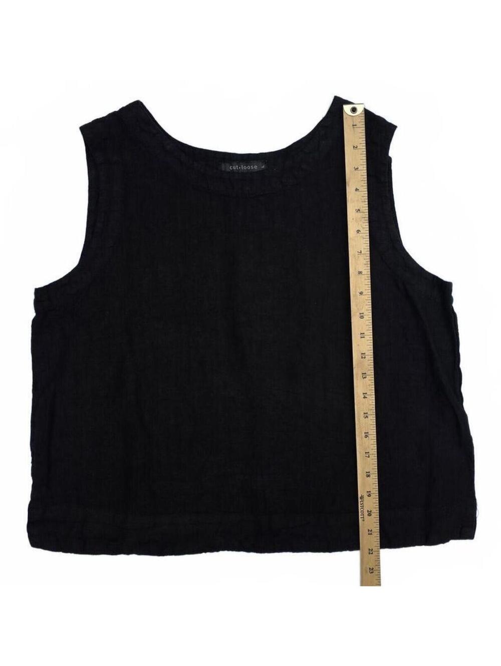 Cut-Loose Black Linen Sleeveless Shell Top Large - Picture 6 of 11